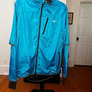 Mizuno Blue Windbreaker Lightweight Athletic Jacket